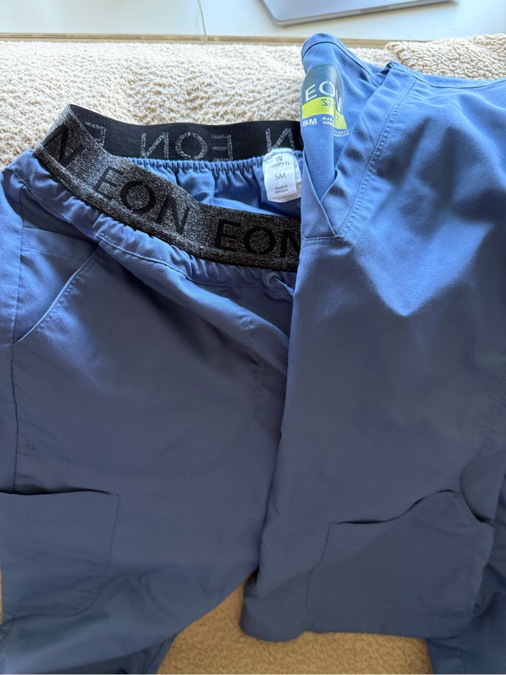 EON Blue Medical Scrub Set with Branded Waistband